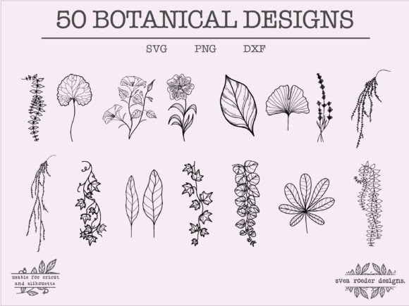 50 Floral Lineart SVG Wildflowers
