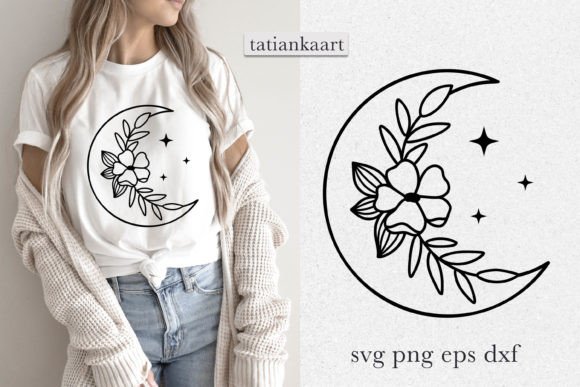Boho Floral Moon SVG: Celestial Charm, Real-World Stitch