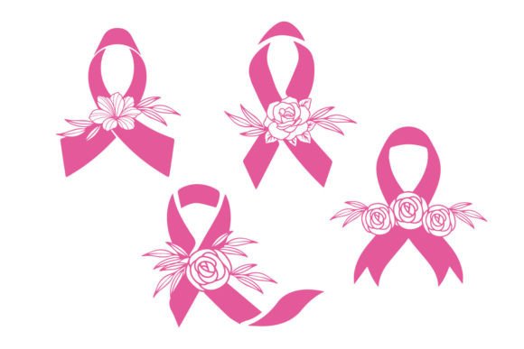 Breast Cancer Floral Flower SVG Bundle