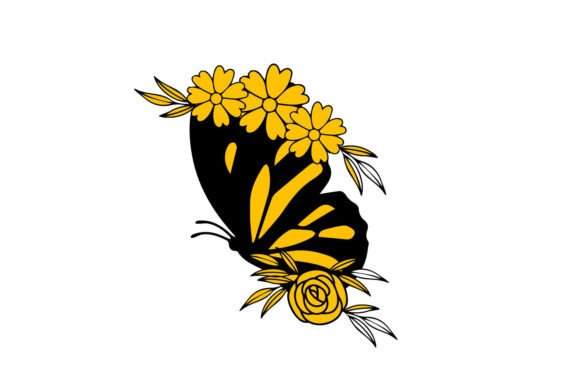 Bright Flat Floral Butterfly SVG