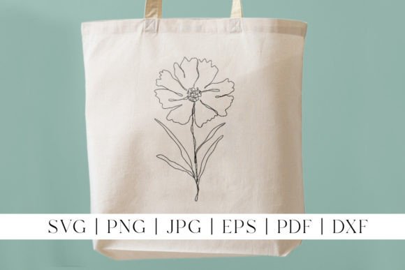Cosmos Flower Line Art Floral Clipart