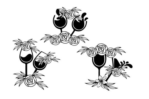Cute Wine Floral Glass Svg
