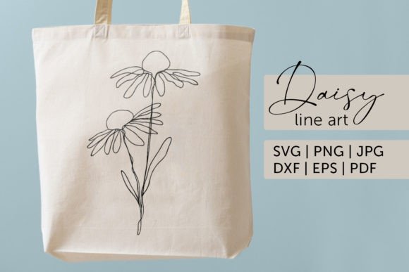 Daisy Line Art SVG Floral PNG