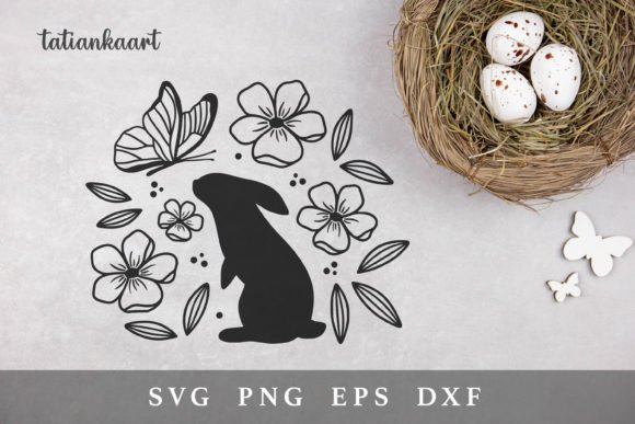 Easter Floral Bunny & Butterfly SVG