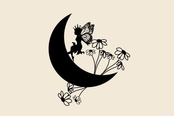 Fairy on Floral Moon SVG