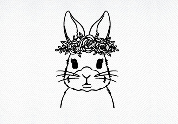 Floral Bunny SVG, Easter Bunny SVG, PNG
