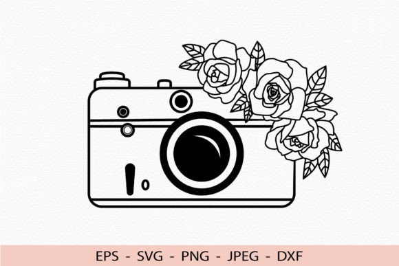 Floral Camera SVG for Embroiderers