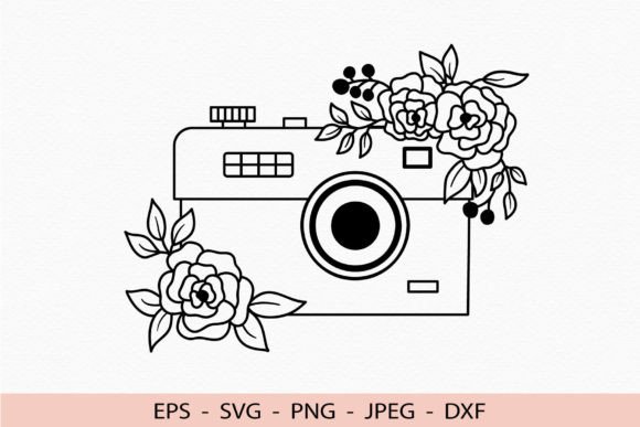 Floral Camera SVG for Embroidery
