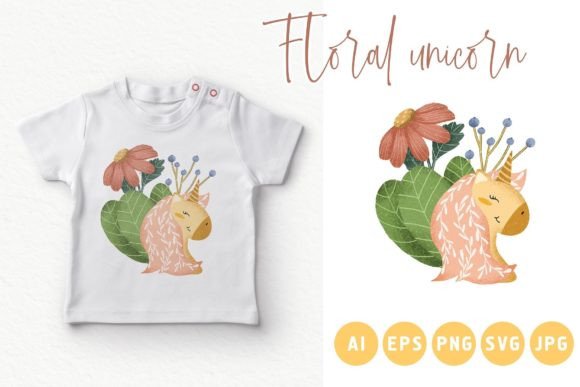 Floral Unicorn SVG PNG Sublimation