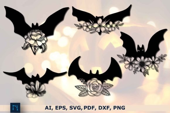 Halloween Floral Bat SVG Bundle