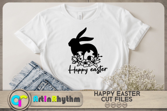Happy Easter Floral Rabbit SVG