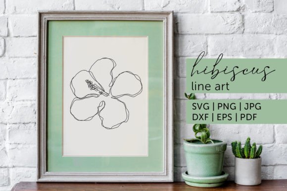 Hibiscus Line Art SVG Floral PNG