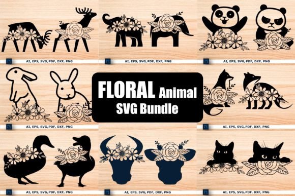 Laser Paper Cut Floral Animal SVG Bundle