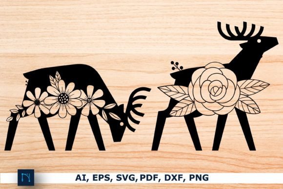Laser Paper Cut Floral Deer SVG Bundle
