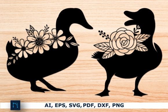 Laser Paper Cut Floral Duck SVG Bundle