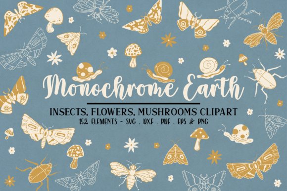Monochrome Earth Insects SVG, Boho