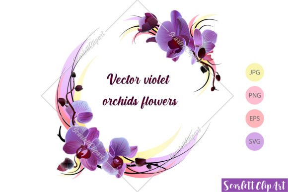 Orchids Floral Wreath Vector Print
