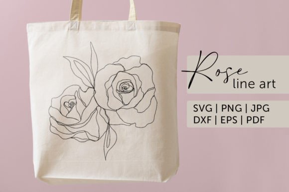 Rose Line Art SVG Floral Roses PNG