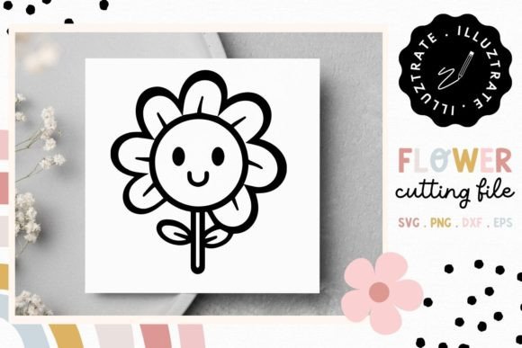Smiley Flower SVG Floral Cutting File