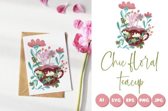 Teacup with Flowers Sublimation