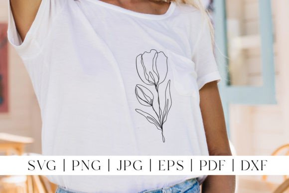Tulip Line Art SVG Wildflower Artwork