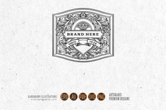 Vintage Elegant Label Floral Swirl SVG